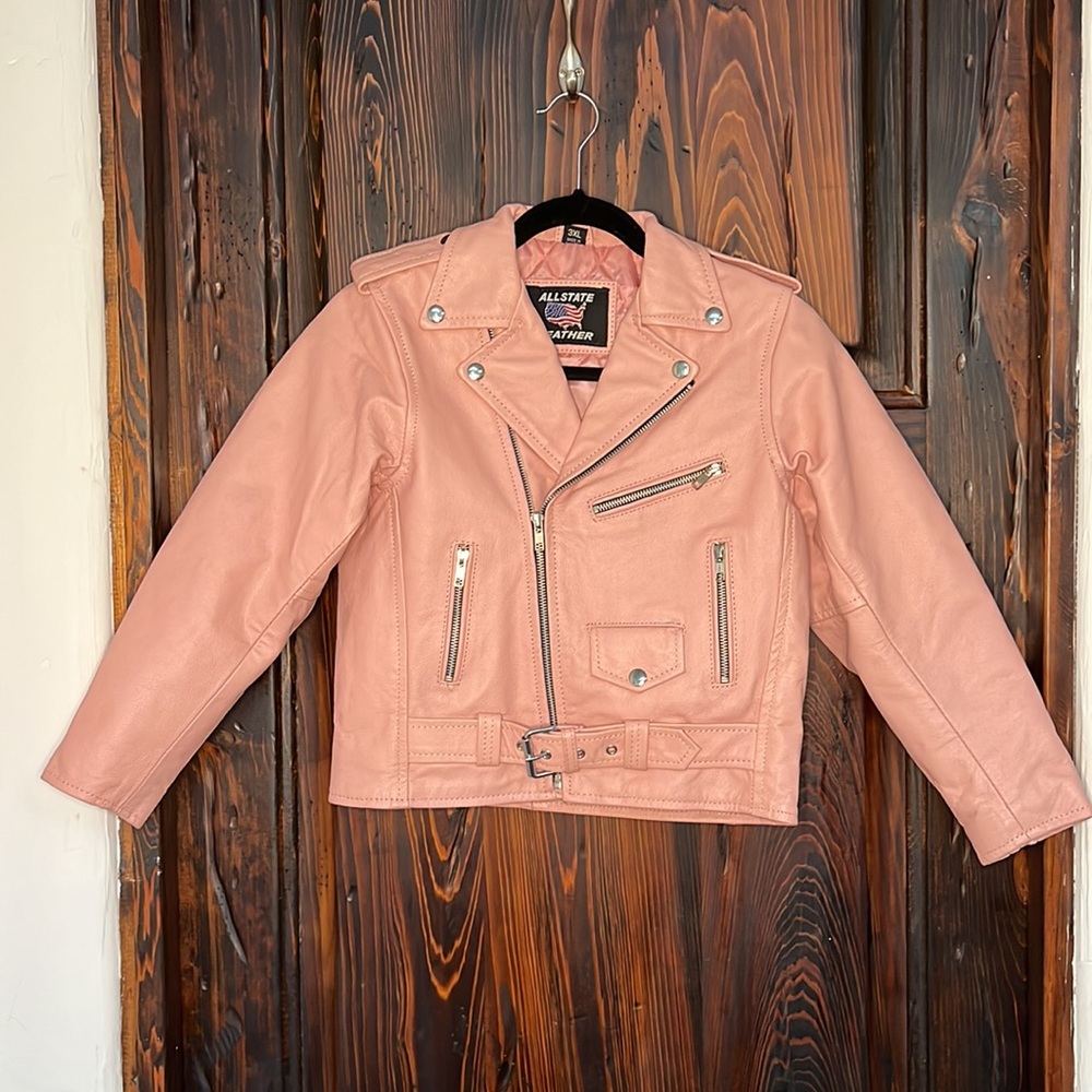 Allstate Leather Ladies Pink Motorcycle Jacket Girls Size 3XL (NWNT)